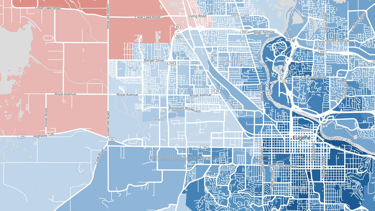 97402, OR block-group political-lean map