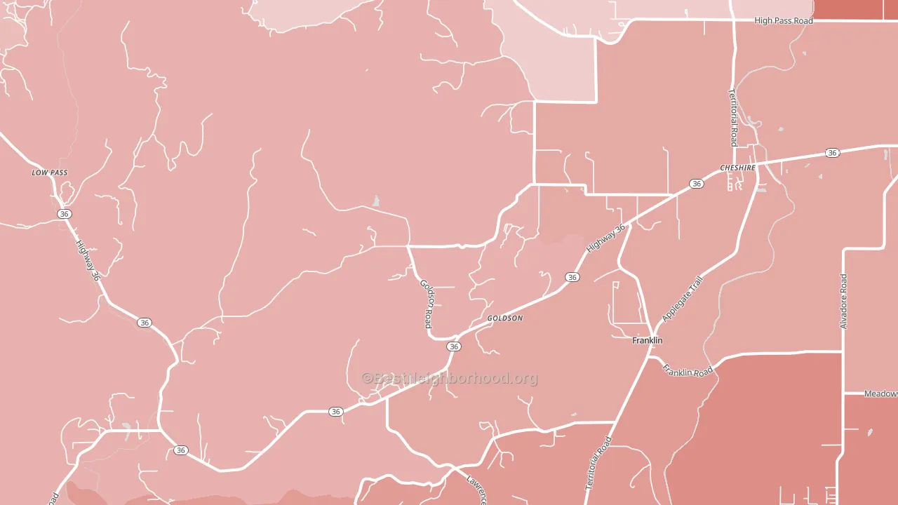 97419, OR block-group political-lean map