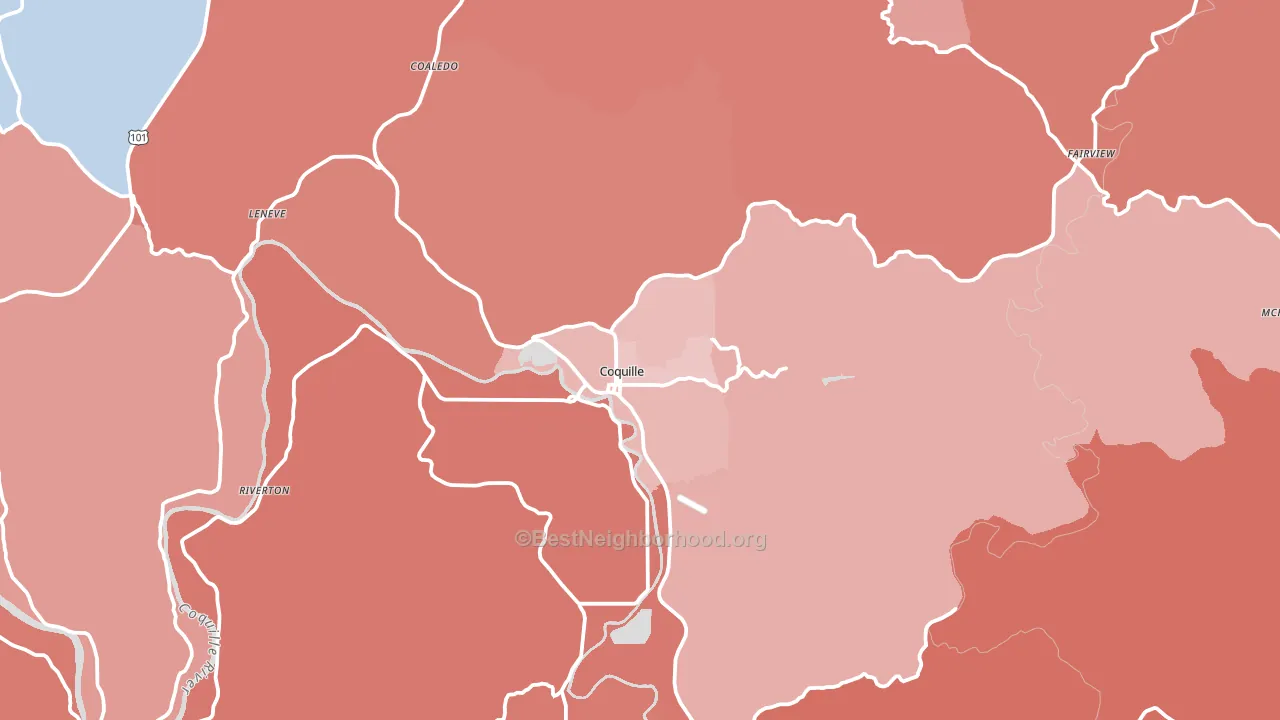 97423, OR block-group political-lean map