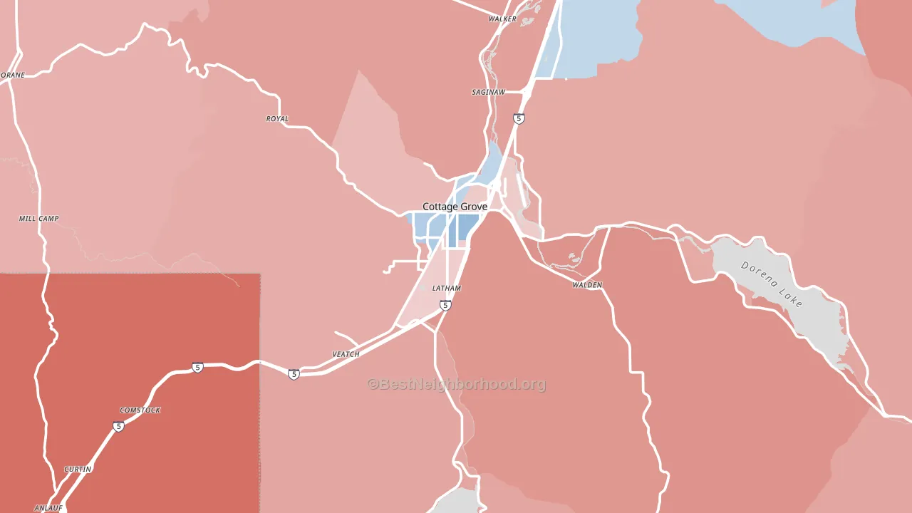 97424, OR block-group political-lean map