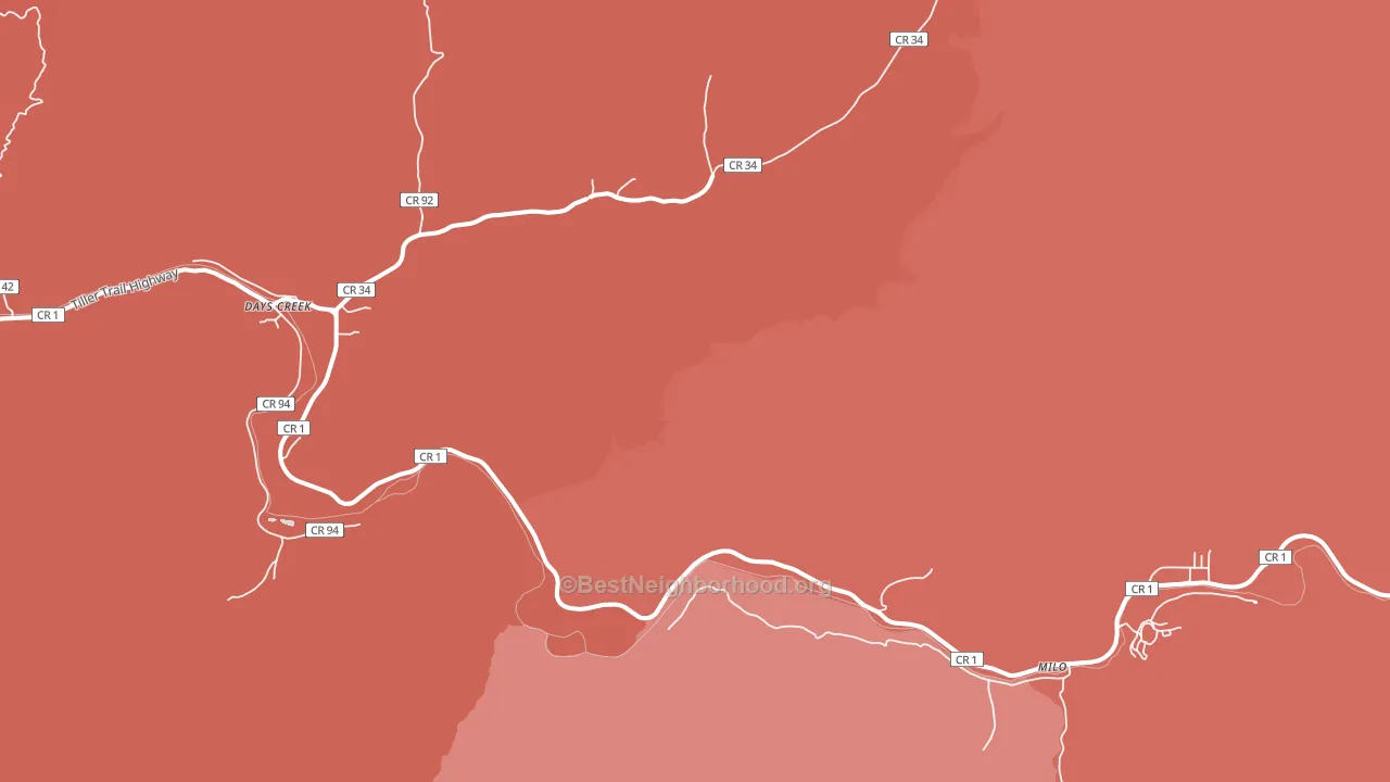 97429, OR block-group political-lean map