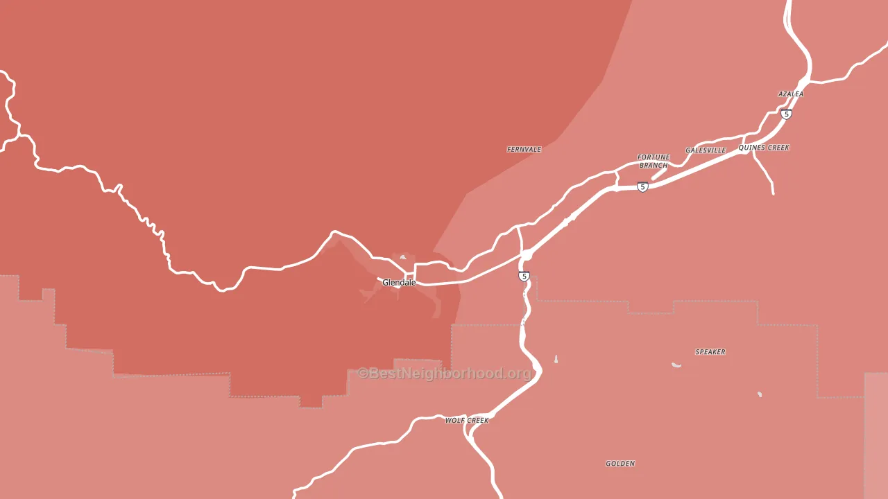 97442, OR block-group political-lean map