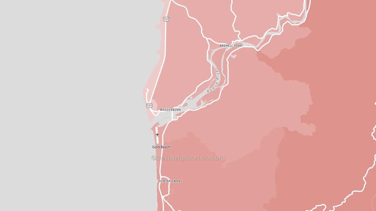 97444, OR block-group political-lean map