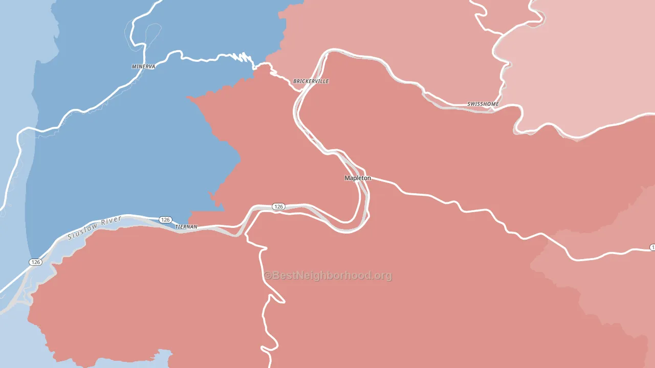 97453, OR block-group political-lean map