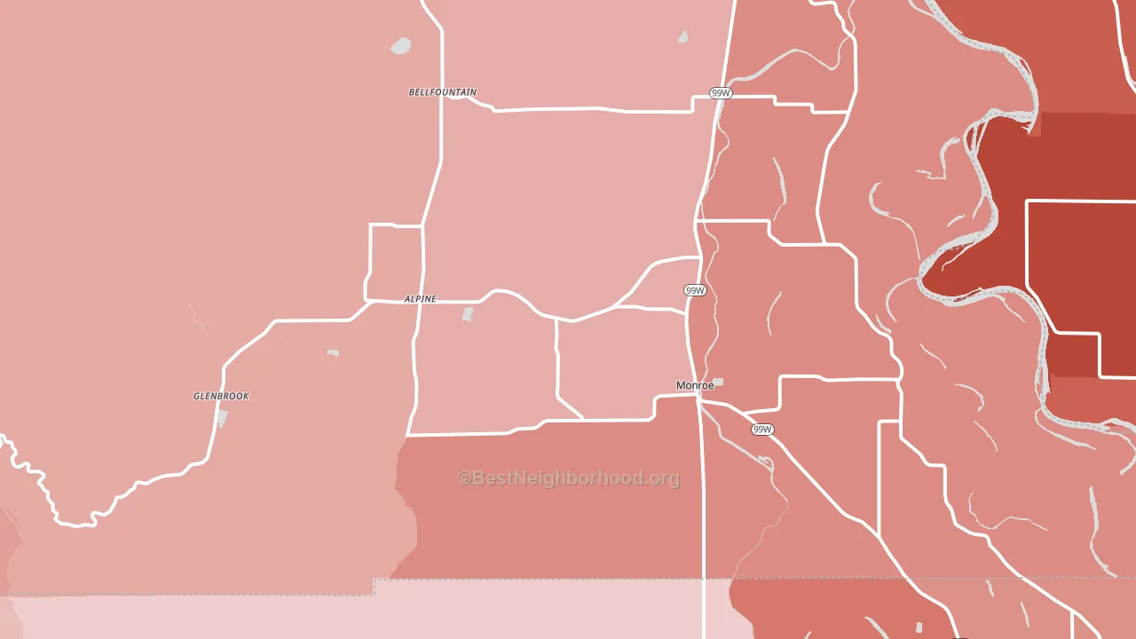 97456, OR block-group political-lean map