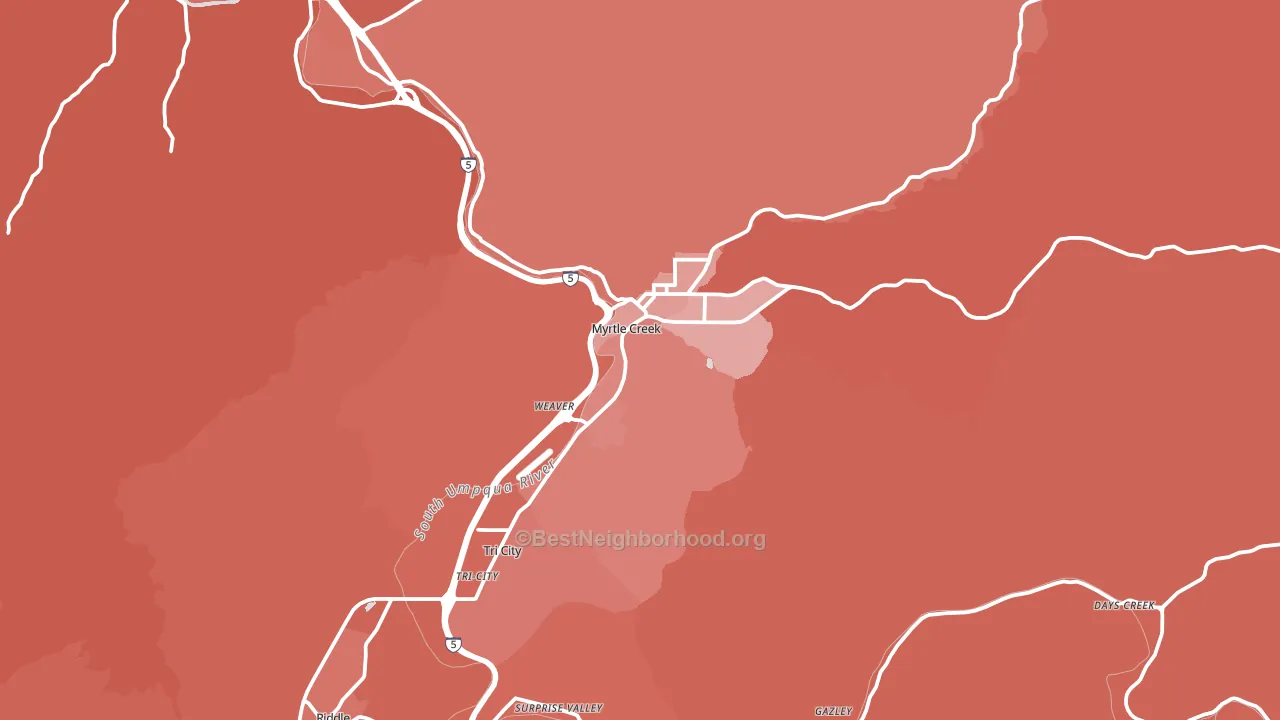 97457, OR block-group political-lean map
