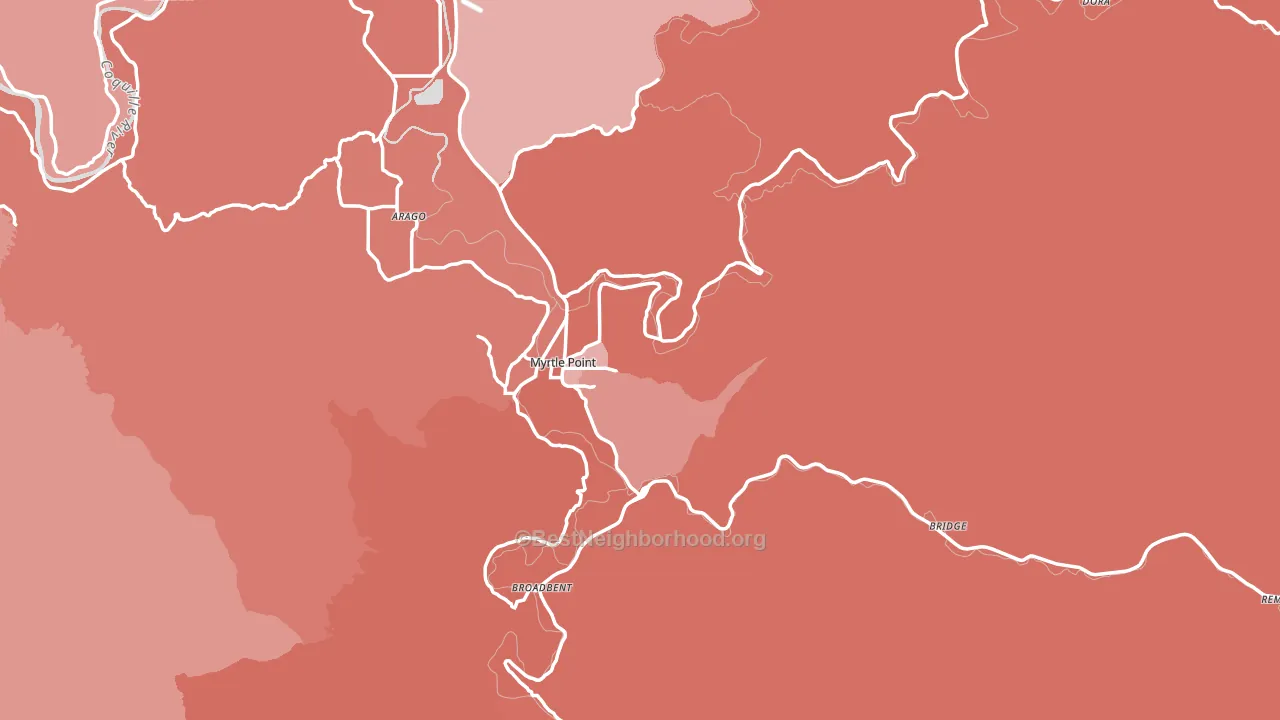 97458, OR block-group political-lean map