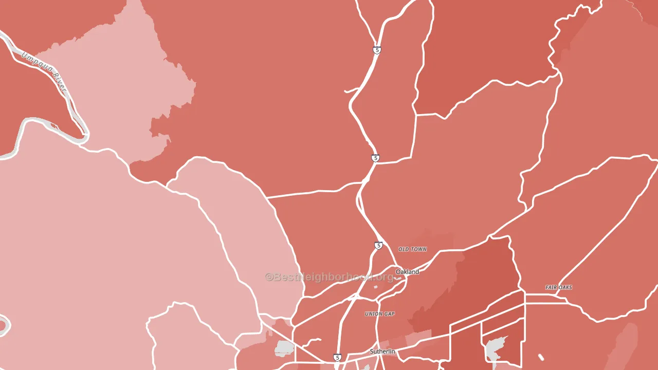 97462, OR block-group political-lean map