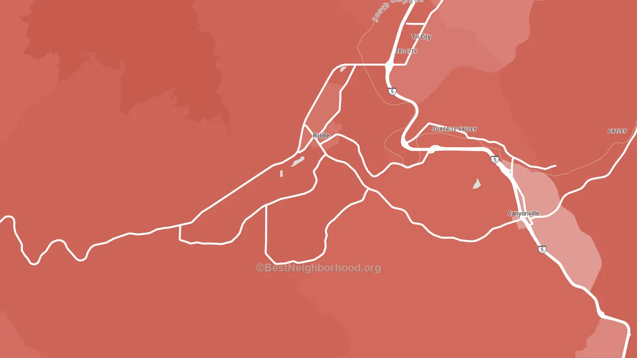 97469, OR block-group political-lean map