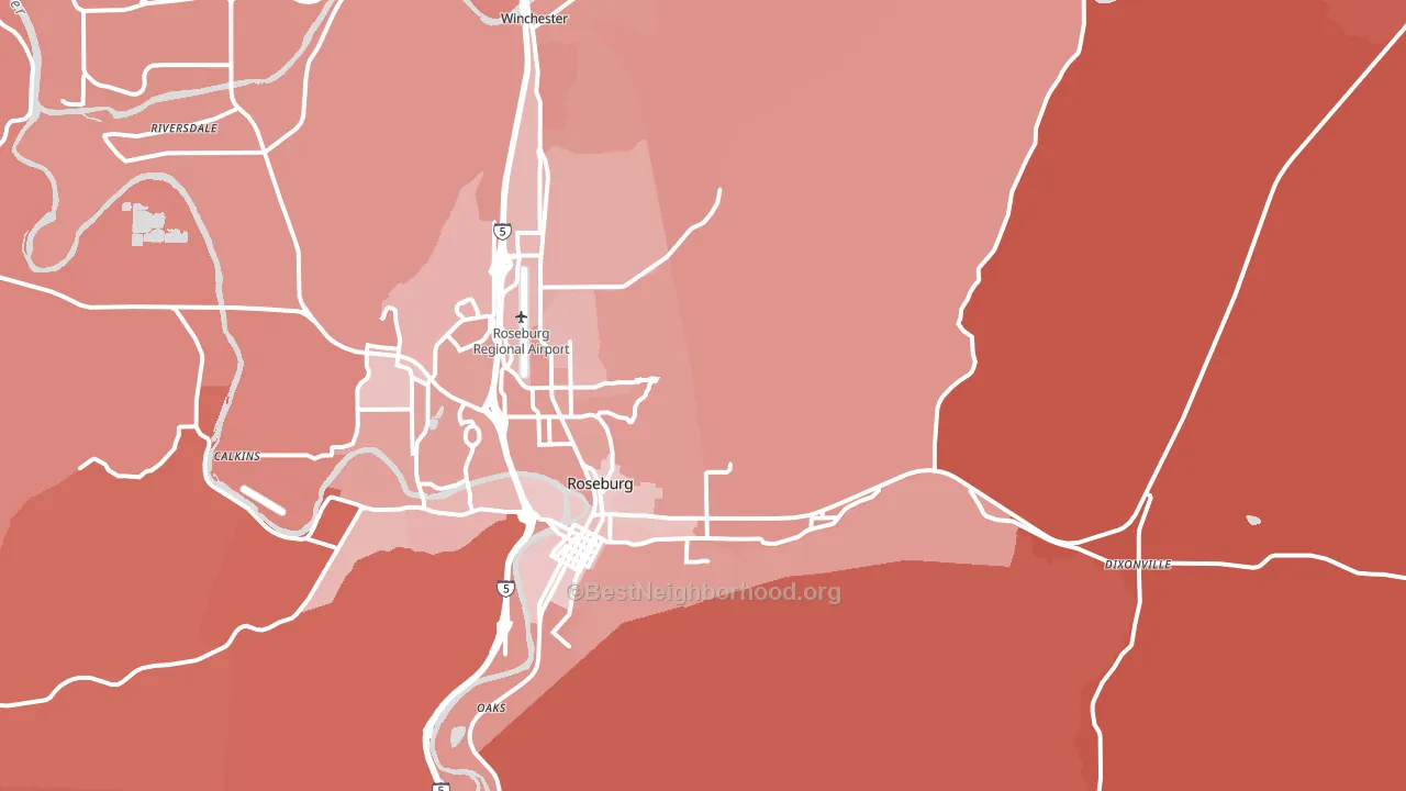97470, OR block-group political-lean map