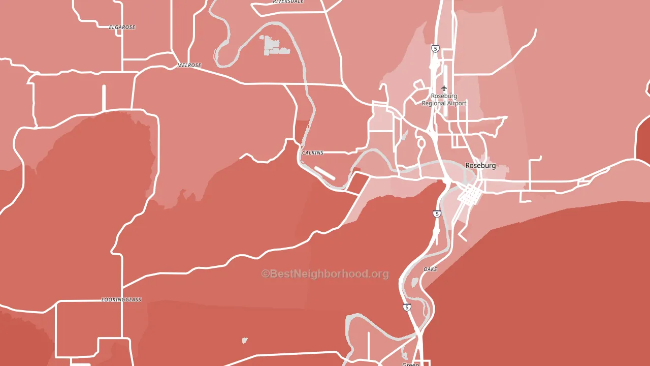 97471, OR block-group political-lean map
