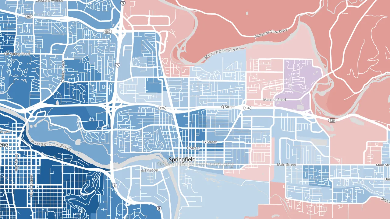 97477, OR block-group political-lean map