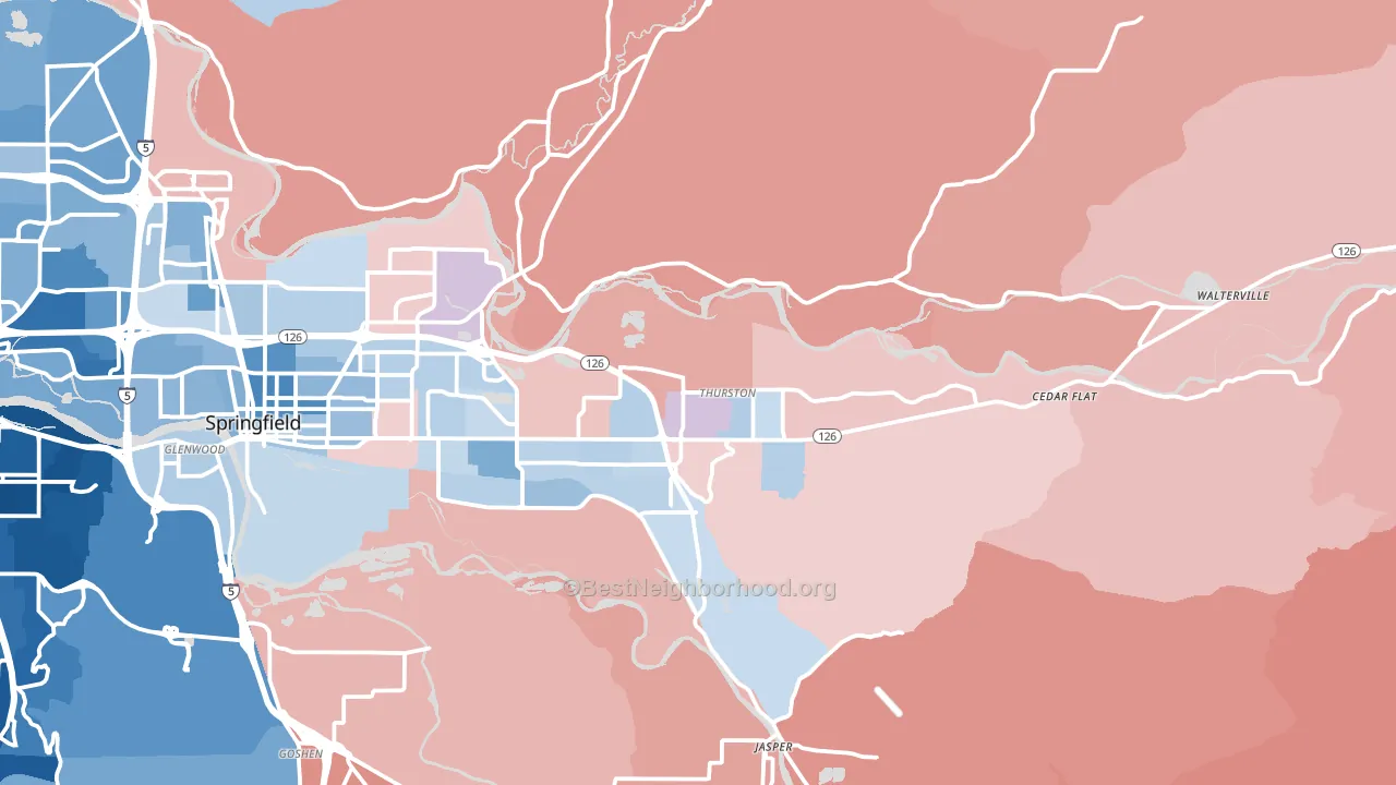 97478, OR block-group political-lean map