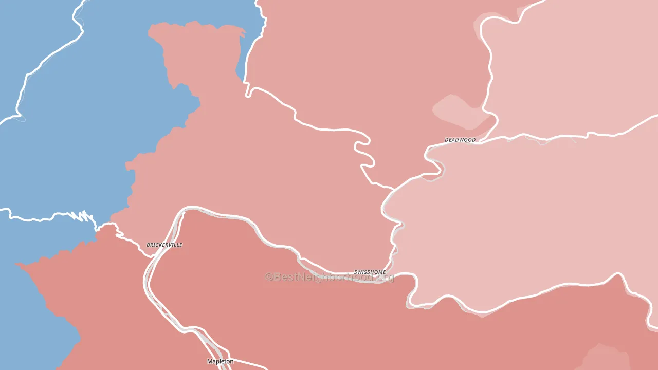 97480, OR block-group political-lean map