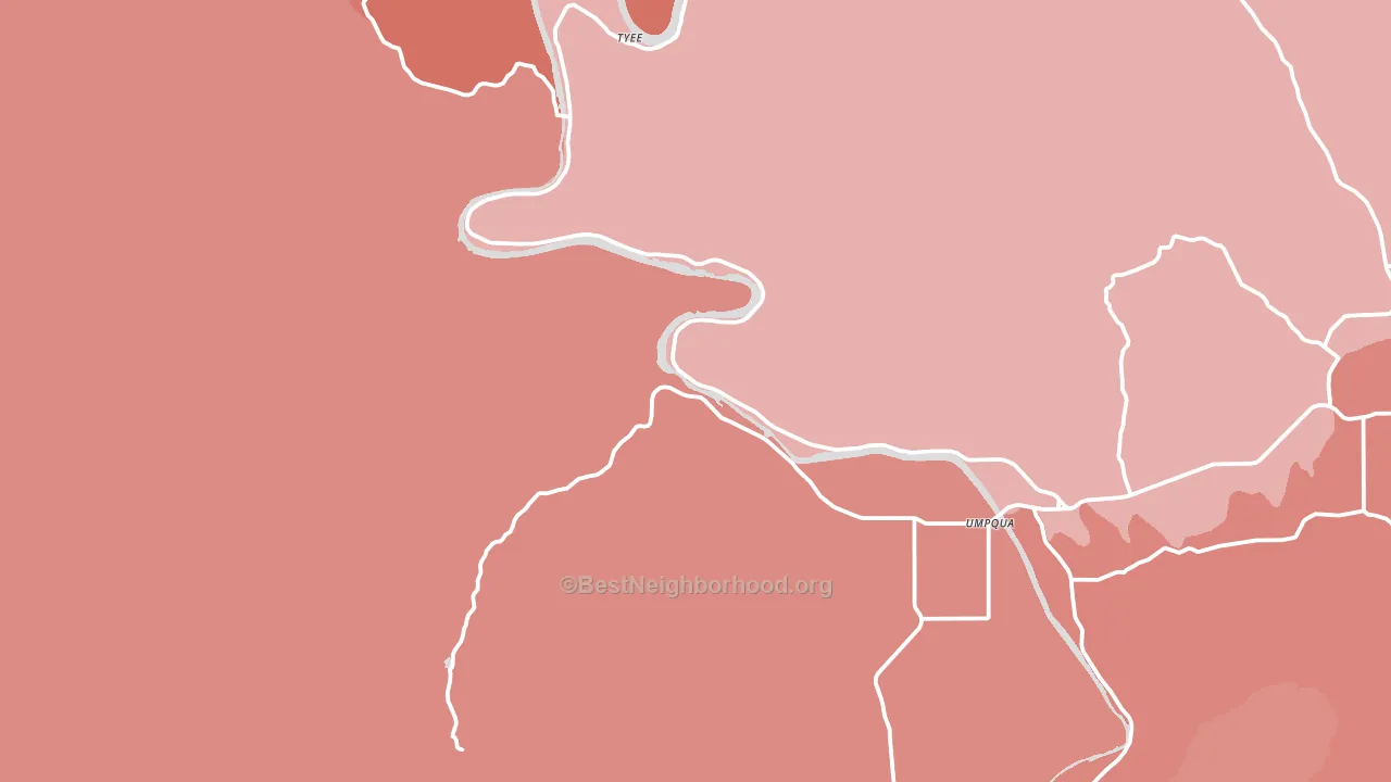 97486, OR block-group political-lean map