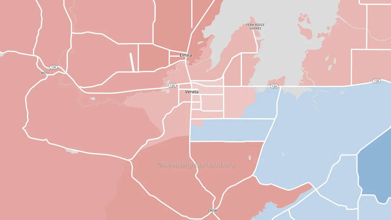 97487, OR block-group political-lean map