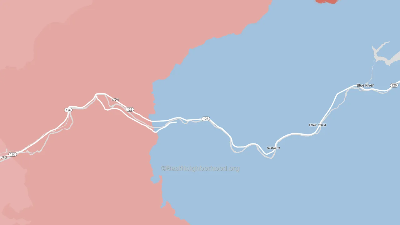 97488, OR block-group political-lean map