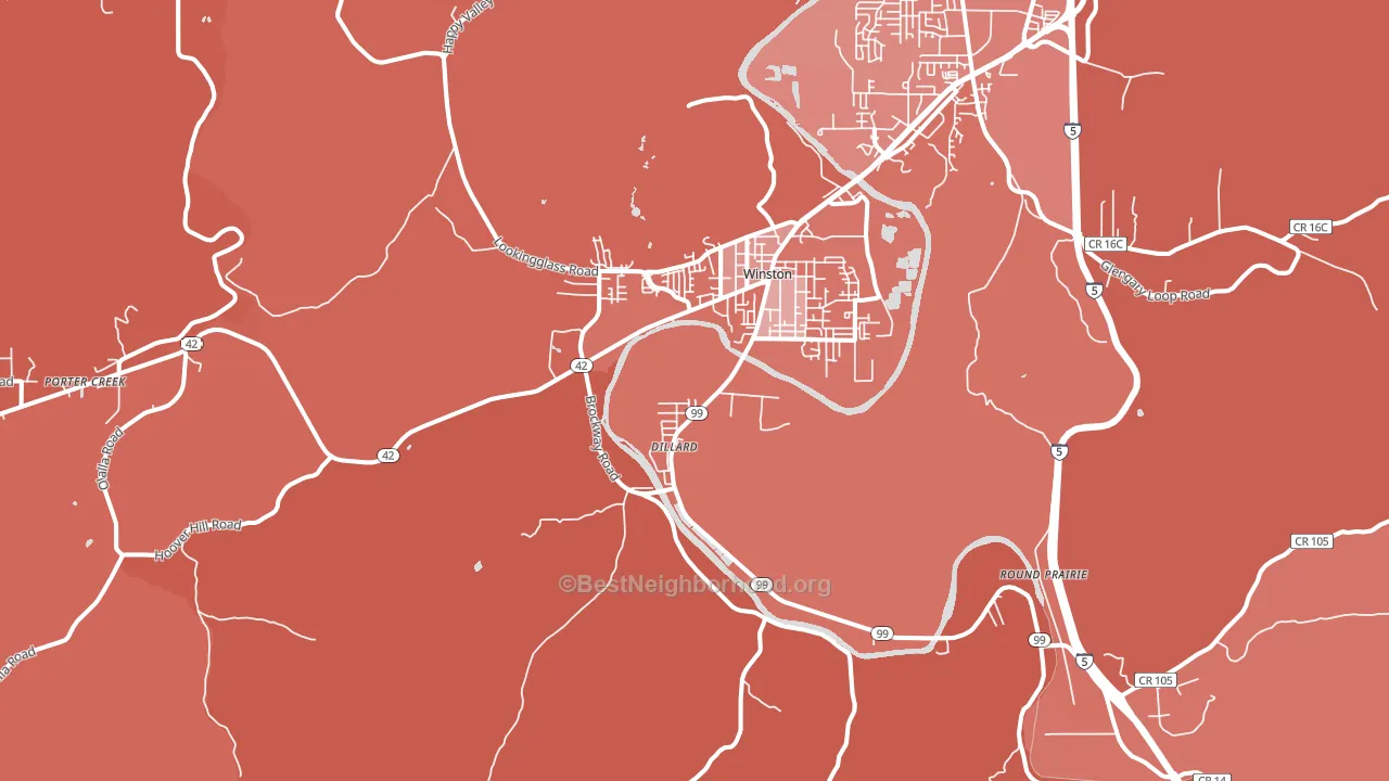 97496, OR block-group political-lean map