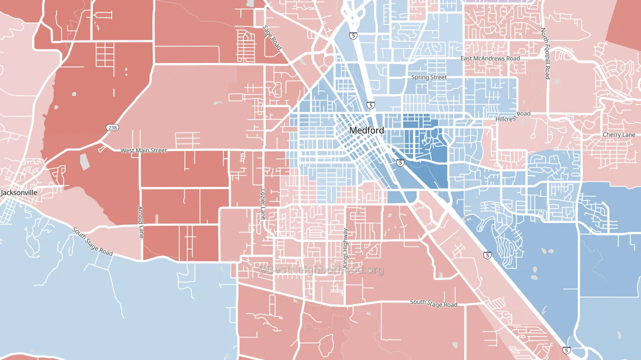 97501, OR block-group political-lean map