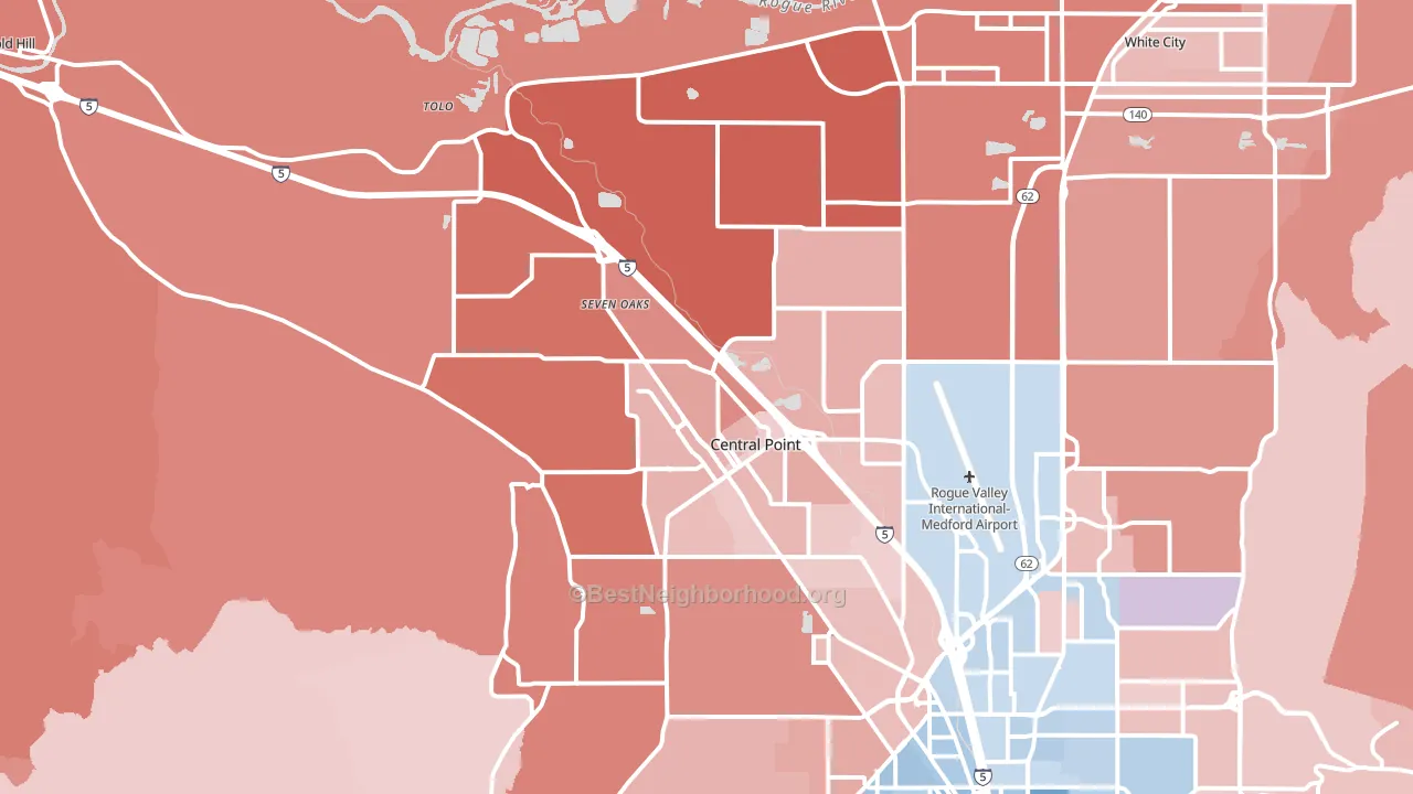 97502, OR block-group political-lean map