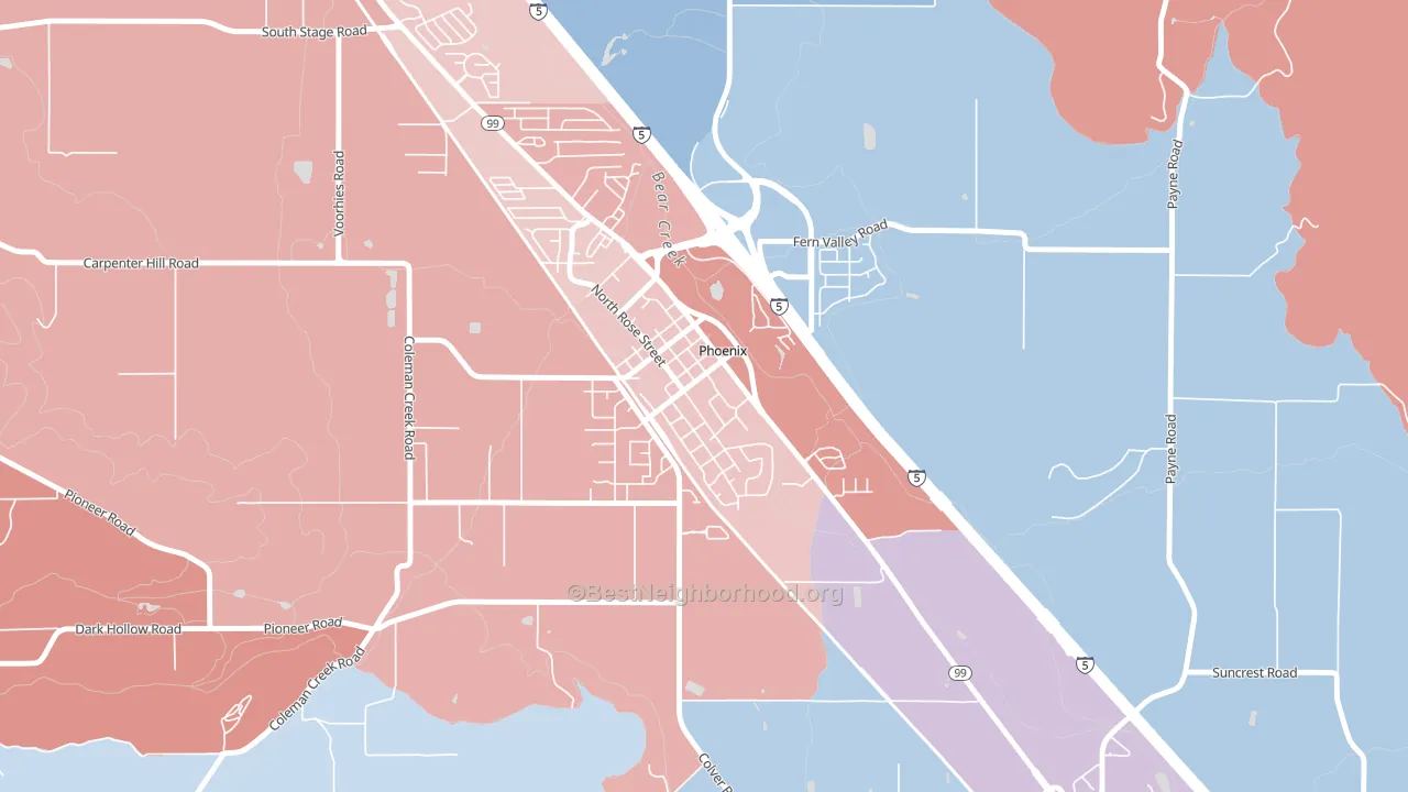 97535, OR block-group political-lean map