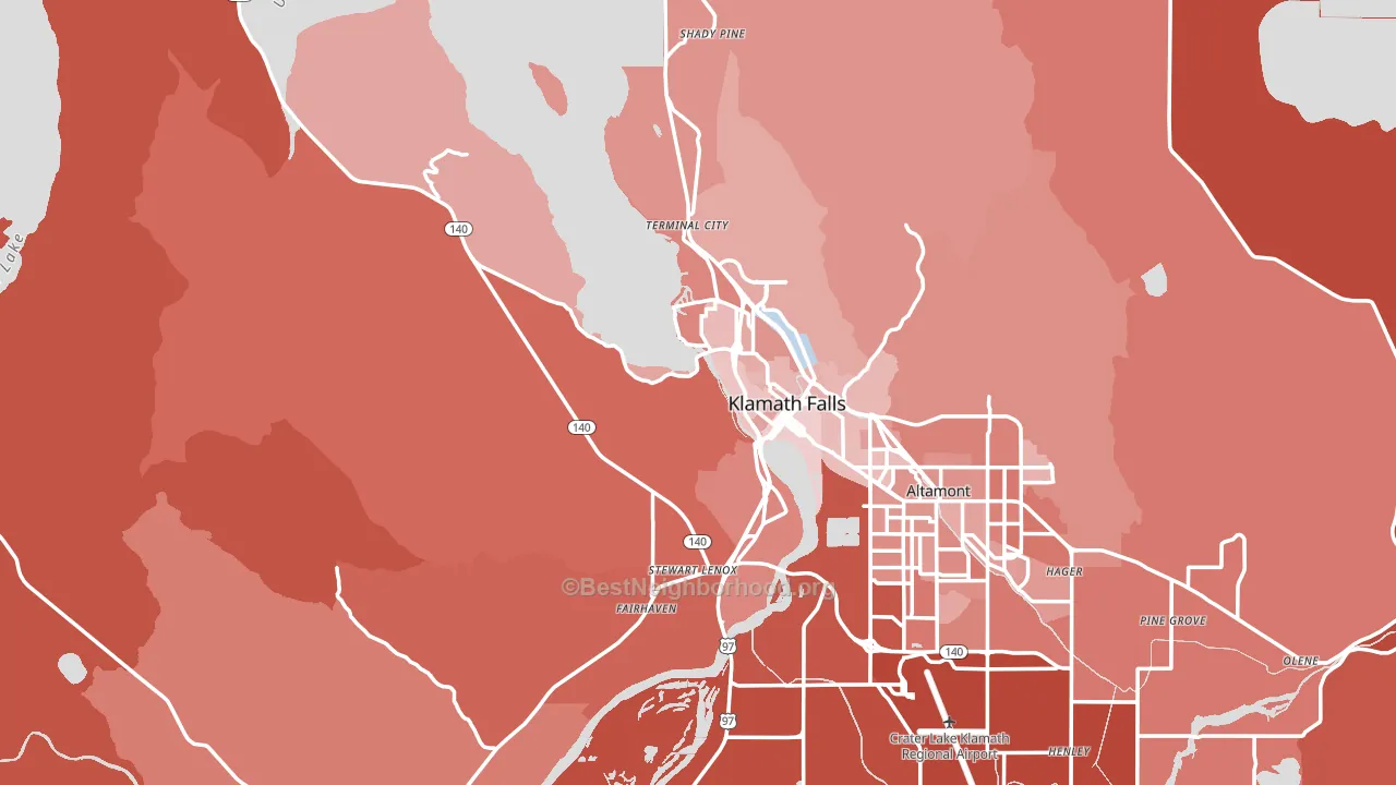 97601, OR block-group political-lean map