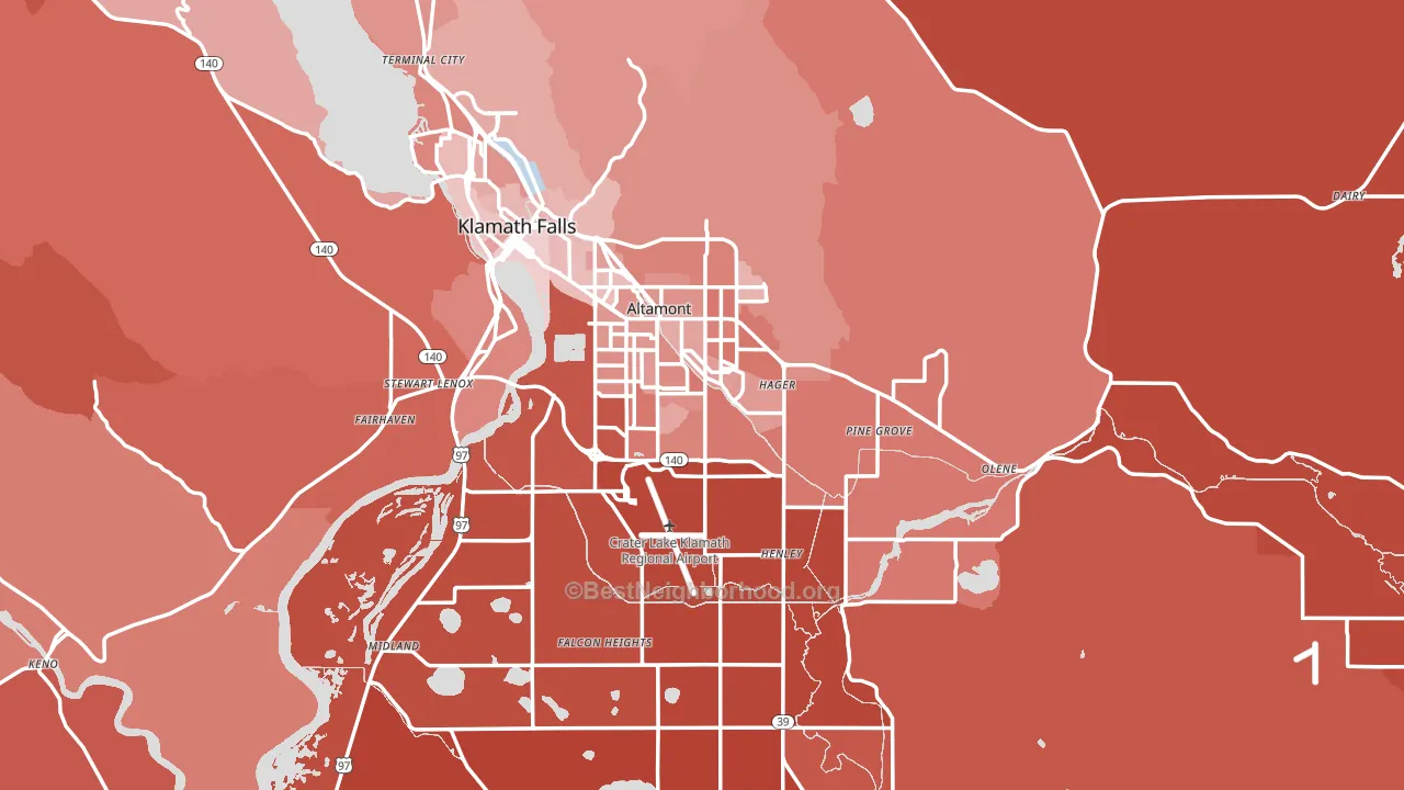 97603, OR block-group political-lean map