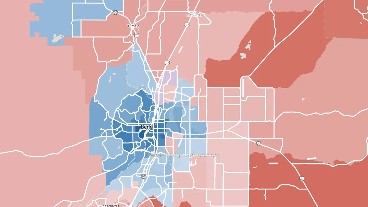 97701, OR block-group political-lean map
