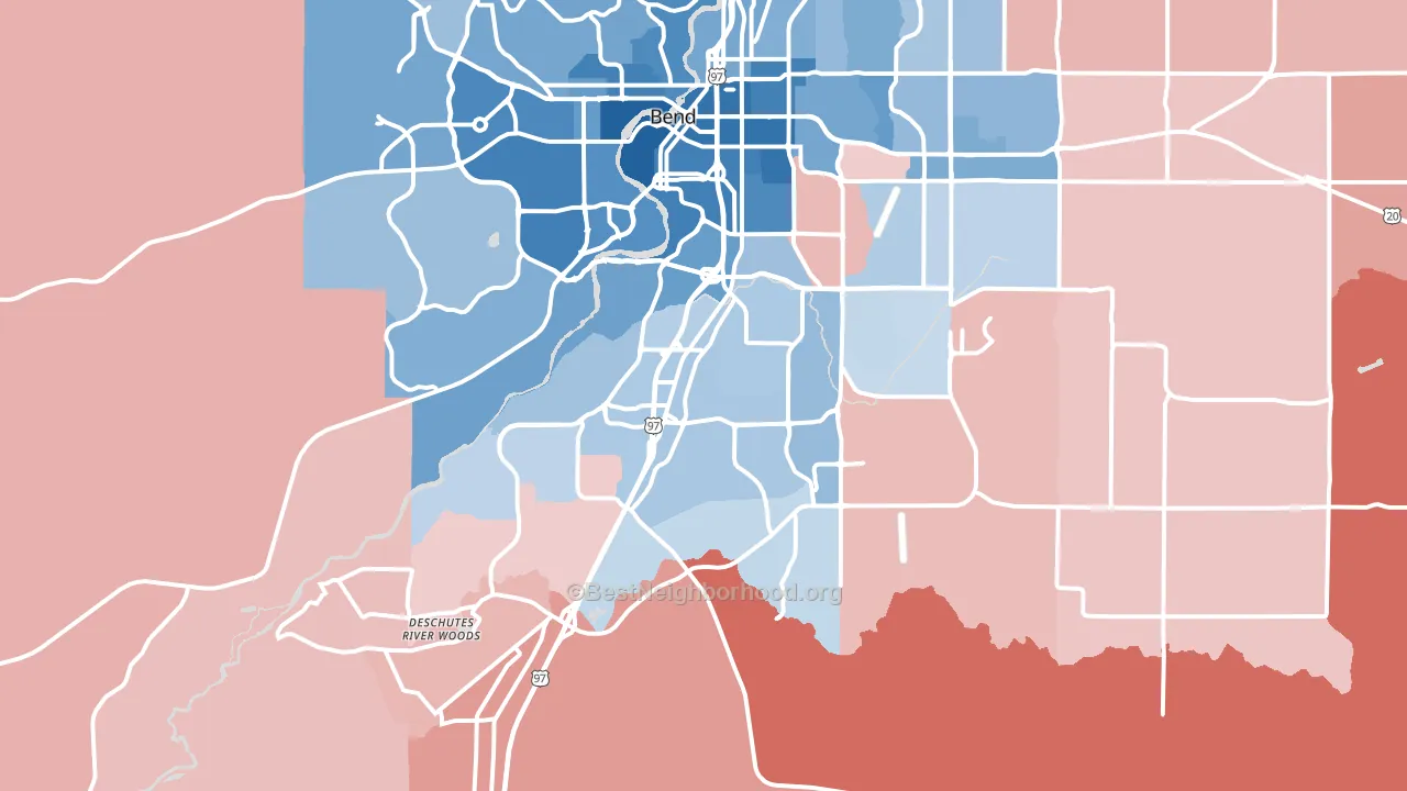 97702, OR block-group political-lean map