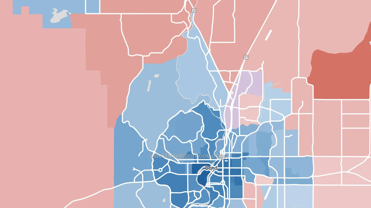 97703, OR block-group political-lean map
