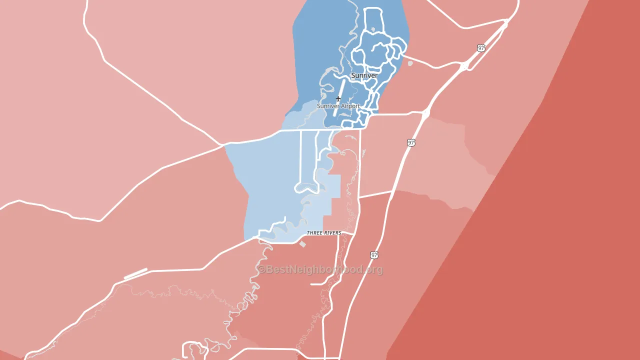 97707, OR block-group political-lean map