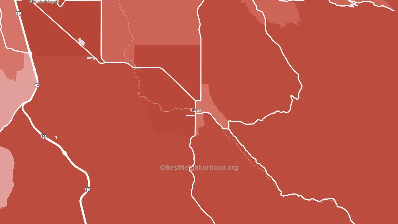 97883, OR block-group political-lean map