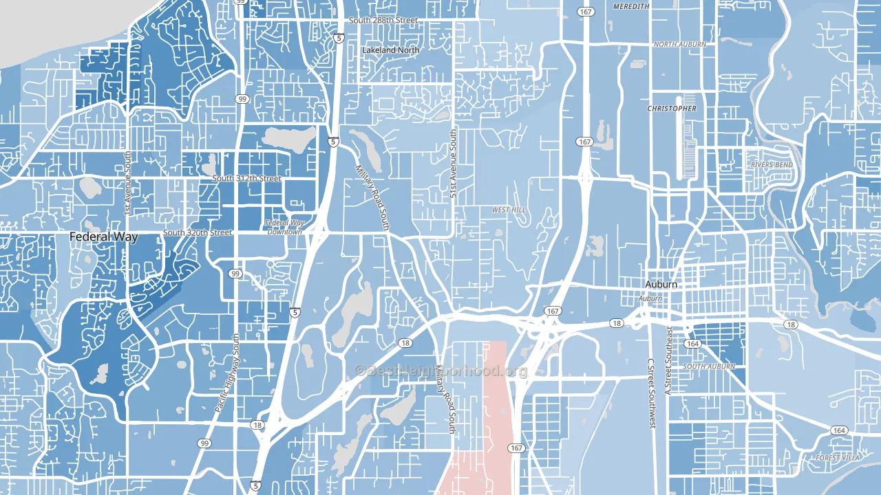 98001, WA block-group political-lean map