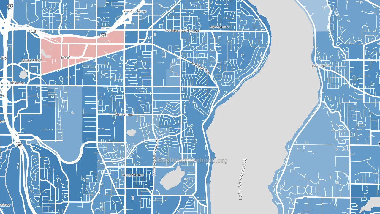 98008, WA block-group political-lean map