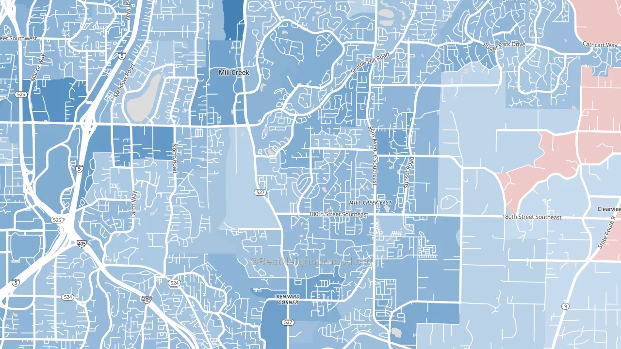 98012, WA block-group political-lean map