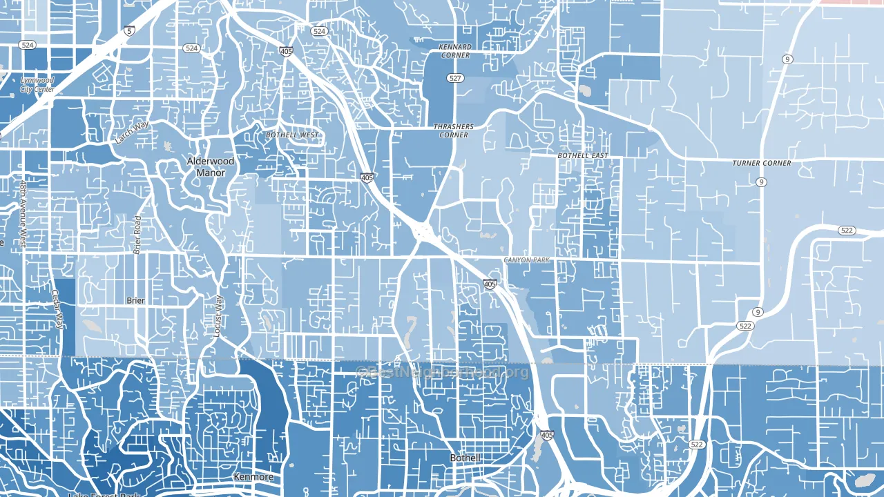 98021, WA block-group political-lean map