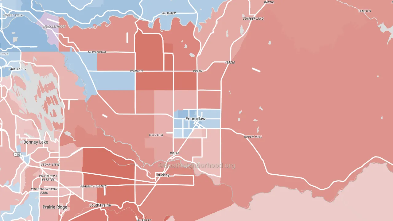 98022, WA block-group political-lean map