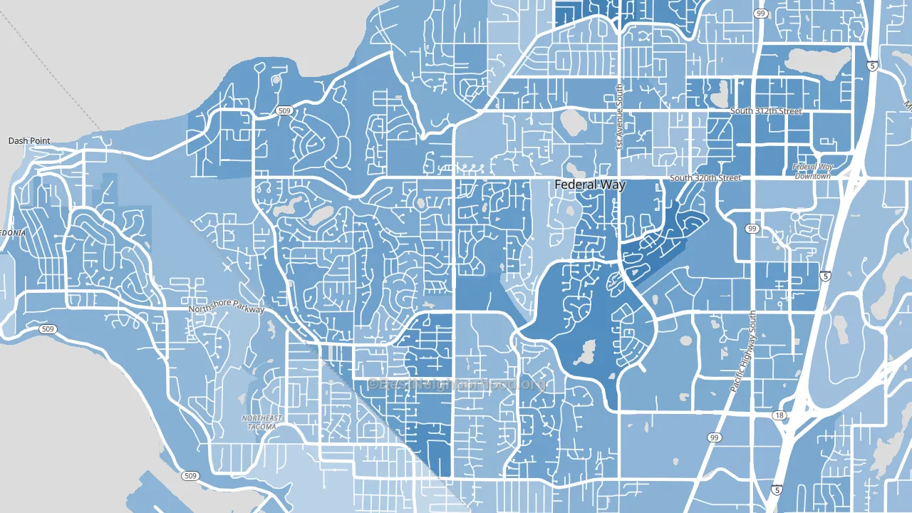 98023, WA block-group political-lean map