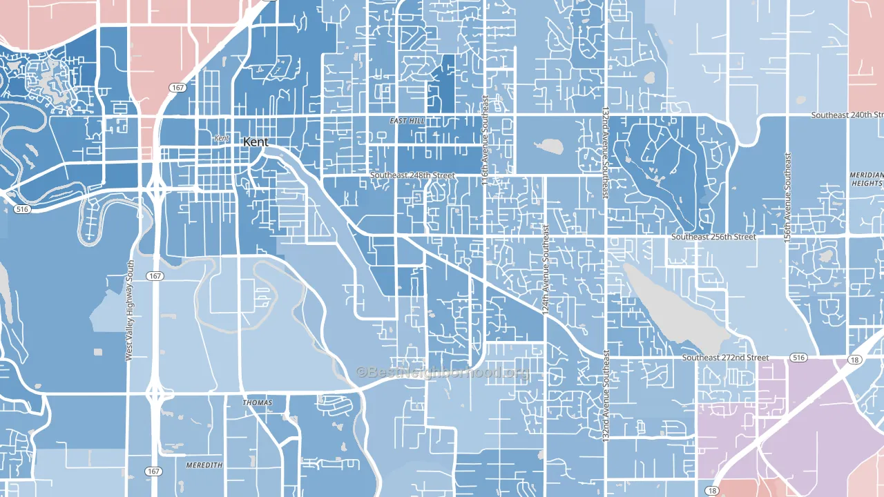 98030, WA block-group political-lean map