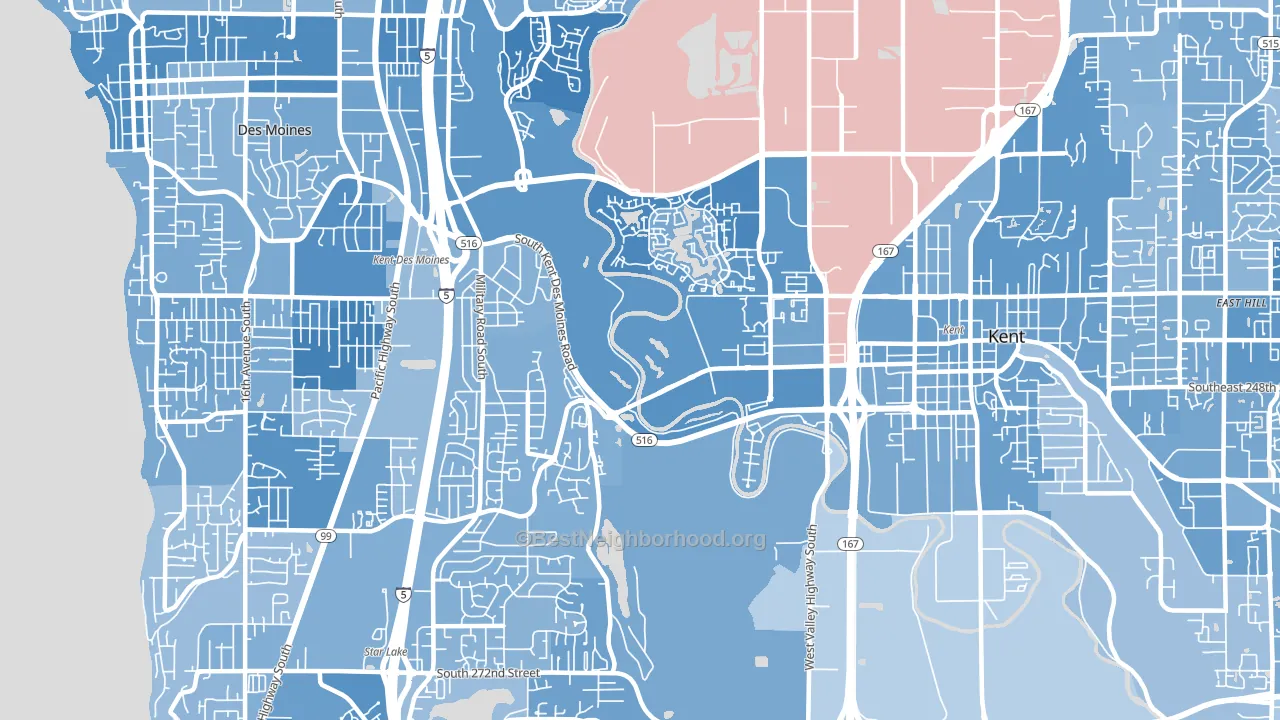 98032, WA block-group political-lean map