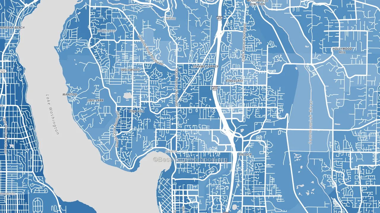 98034, WA block-group political-lean map