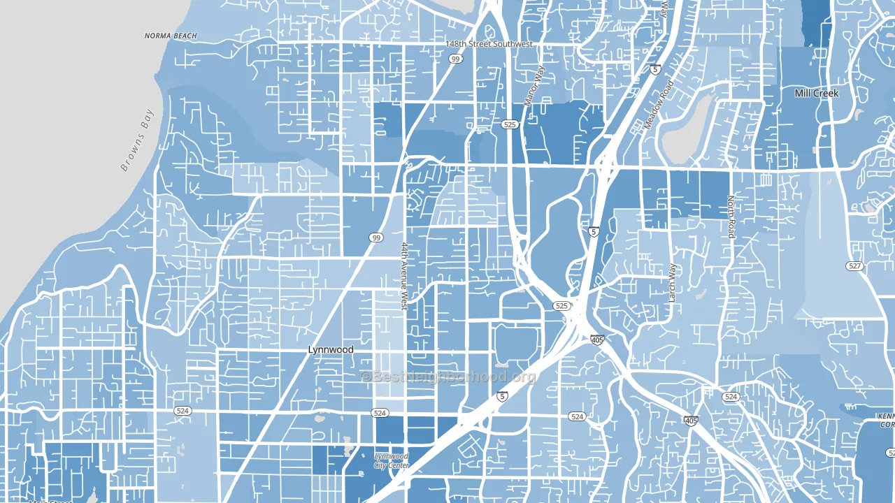 98037, WA block-group political-lean map