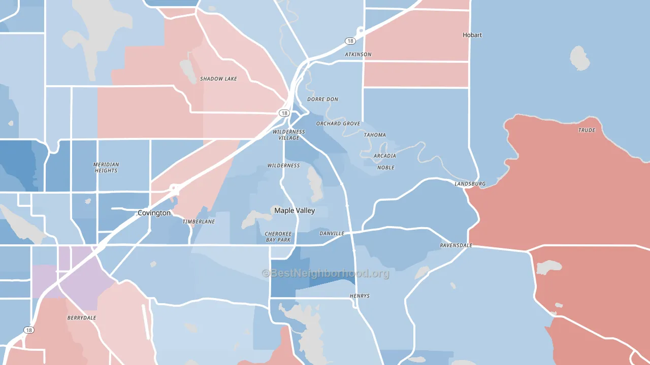 98038, WA block-group political-lean map