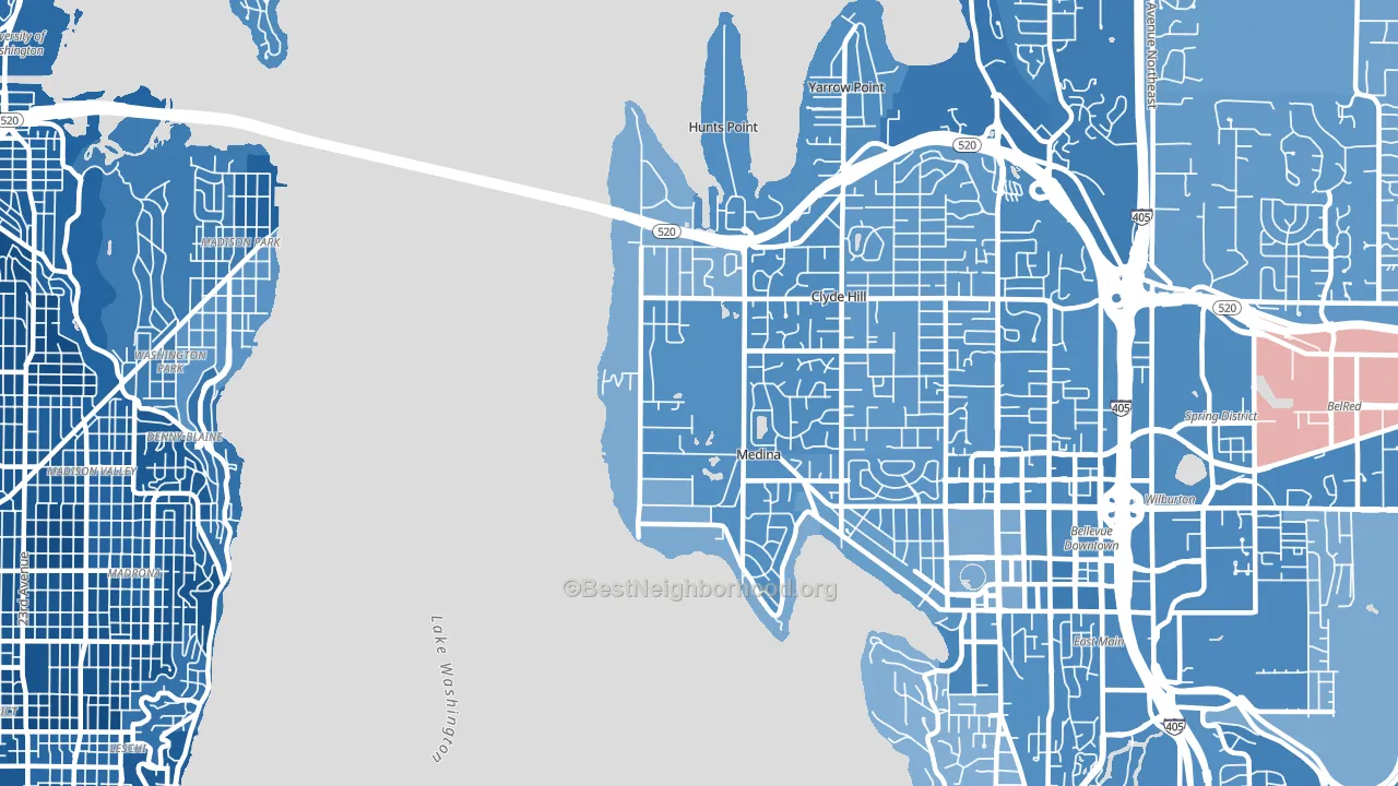 98039, WA block-group political-lean map