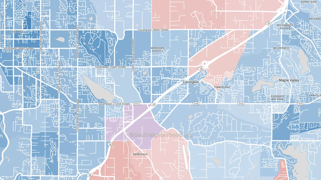 98042, WA block-group political-lean map