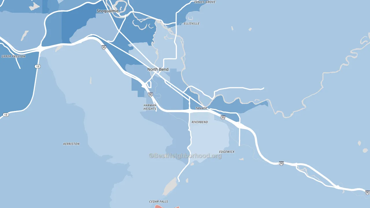 98045, WA block-group political-lean map