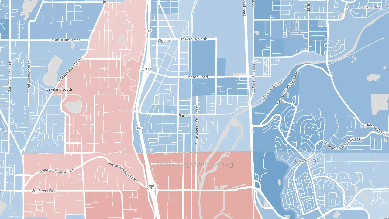 98047, WA block-group political-lean map