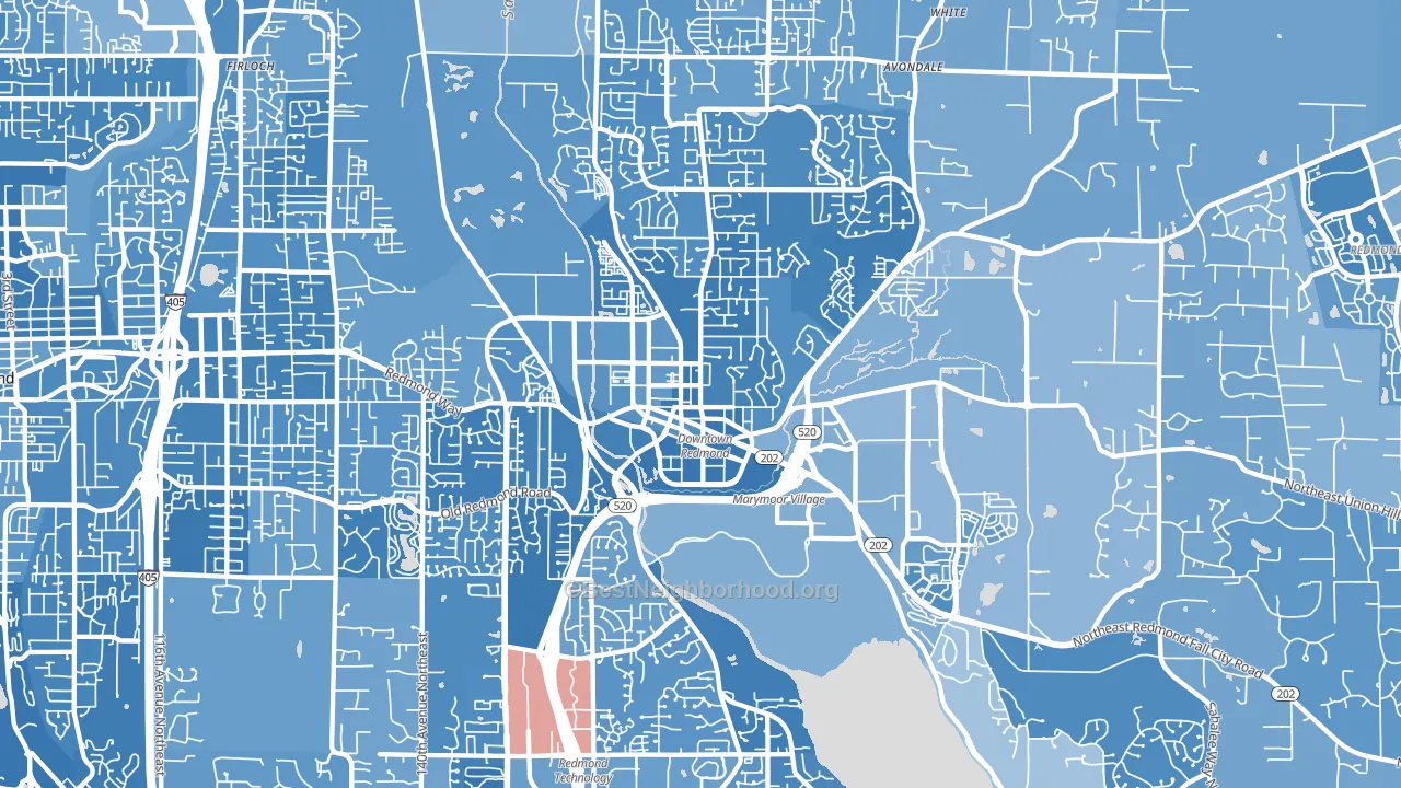 98052, WA block-group political-lean map