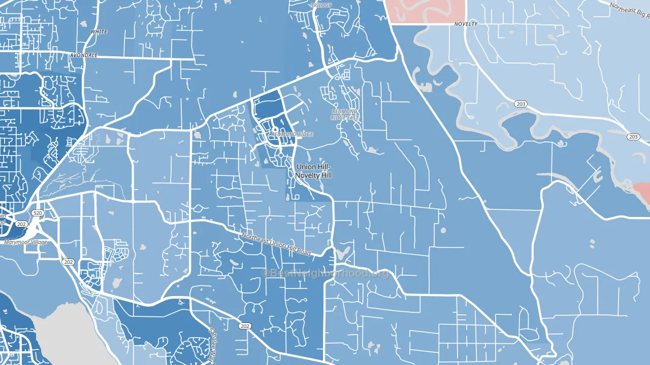98053, WA block-group political-lean map