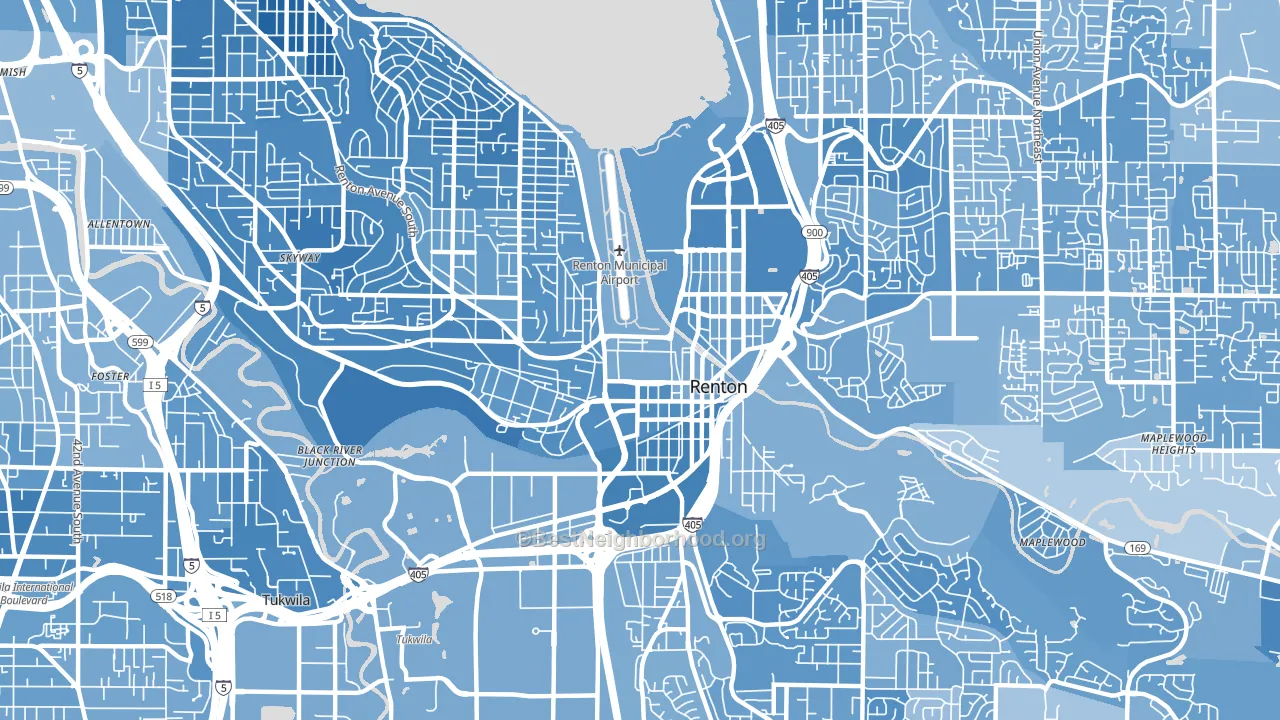 98057, WA block-group political-lean map